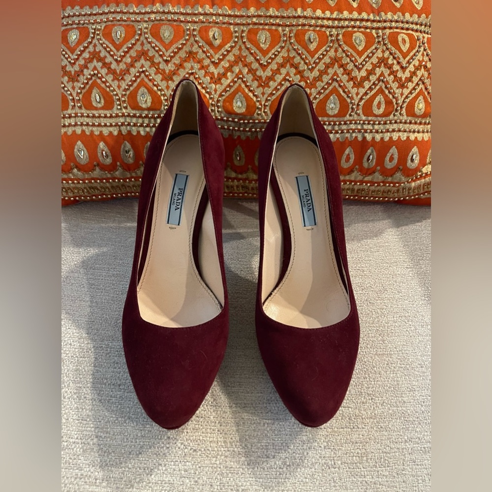 Prada Suede Pumps - Burgundy (Sz 38.5)